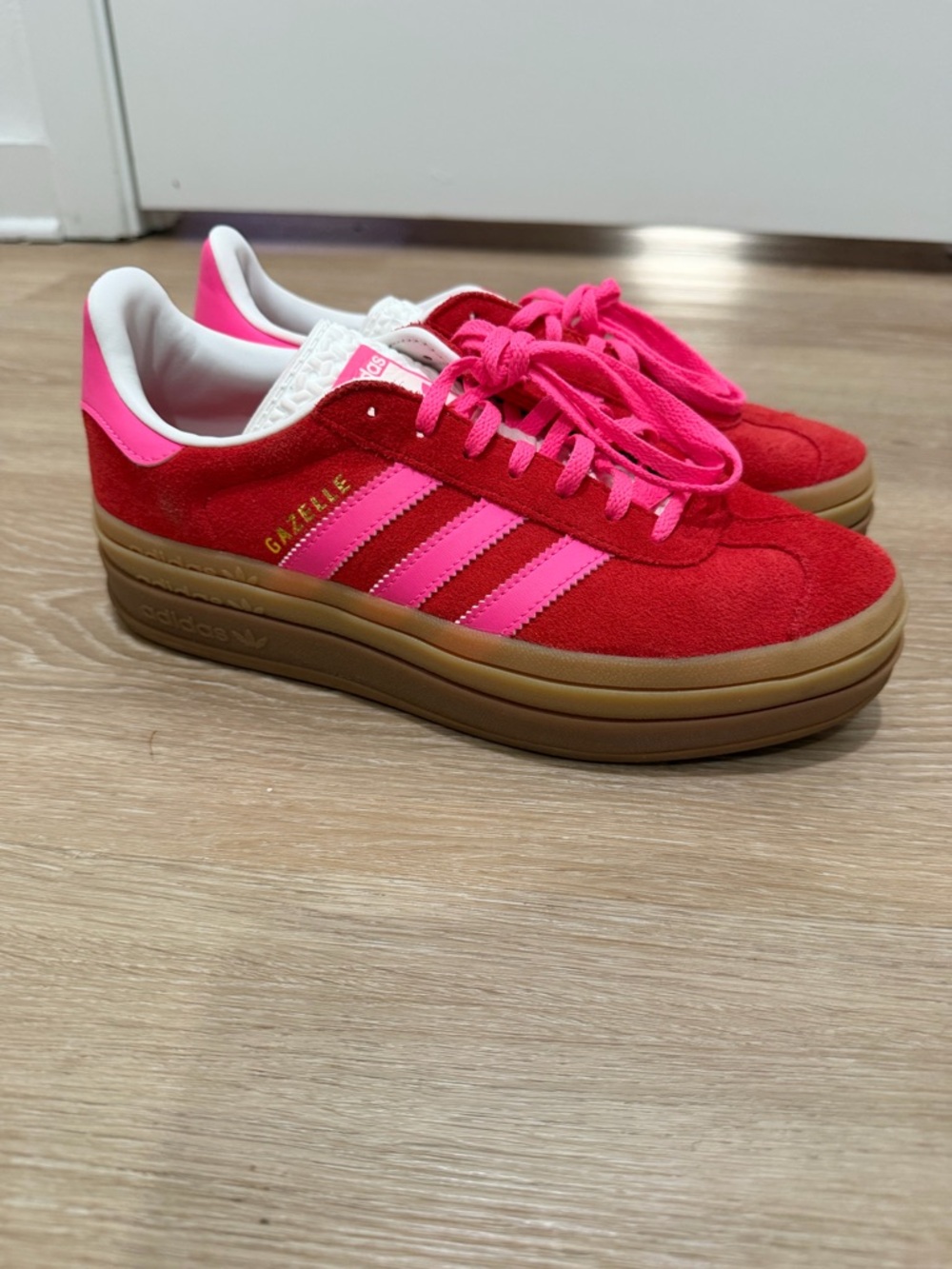 Adidas Gazelle Bold sneakers in the Collegiate Red and Lucid Pink colorway - Picture 3 of 5